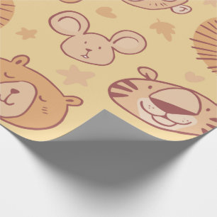 Papel De Presente Cute Safari Animal Wraprap