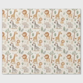 Papel De Presente Cute Safari Animals
