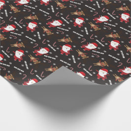 Papel De Presente Cute Santa Claus Rudolph Reindeer Patterno