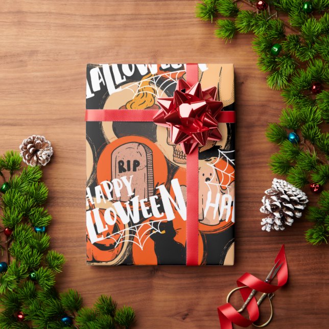 Papel De Presente  Cute & Scary Halloween Spooky vibes  (Presente de Natal)