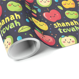 Papel De Presente 🍎 Cute Shanah Tovah com Maçãs