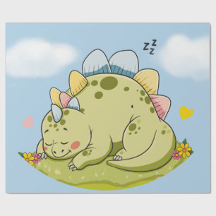 Papel De Presente Cute Sleeping Baby Dinosaur Wrapping Paper