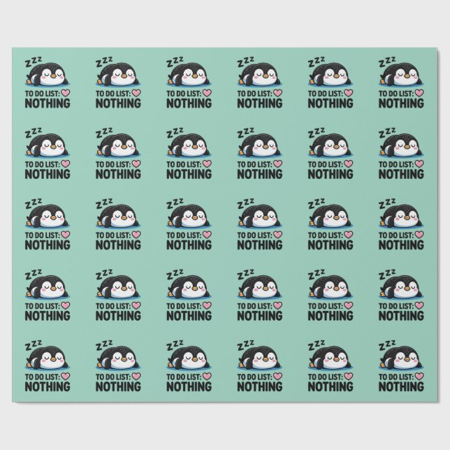 Papel De Presente cute sleeping penguin, to do list nothing (Aberto)