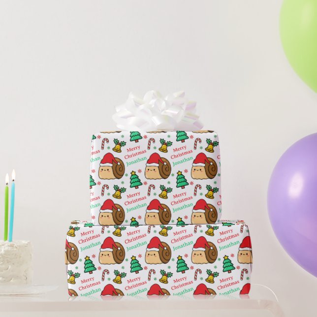 Papel De Presente Cute Snail Christmas Tree Holidays (Presentes para festas)