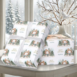 Papel De Presente Cute Snowman Winter Birthday Boy