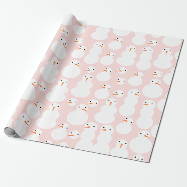 Papel De Presente Cute Snowmen Wrapping Paper (Desenrolado)
