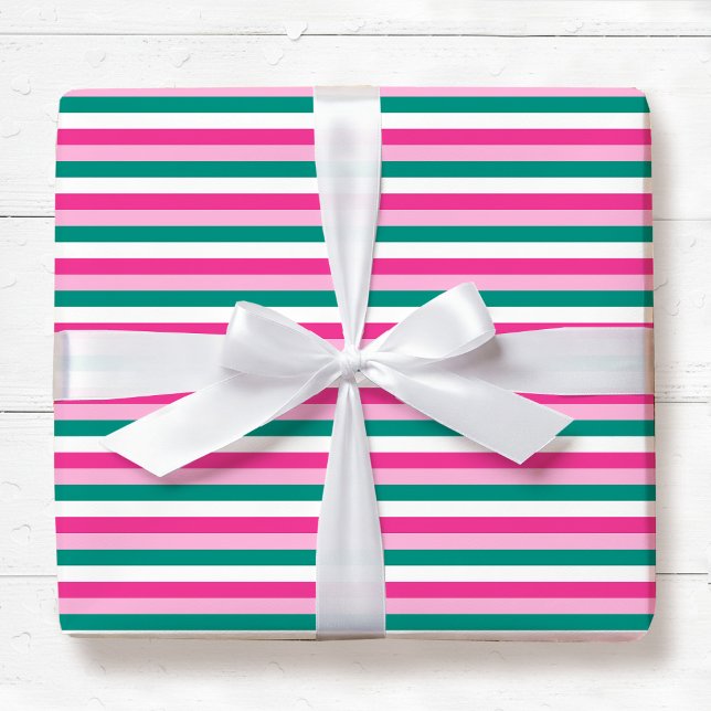 Papel De Presente Cute Striped Pattern Pink Green White Seamless (Criador carregado)