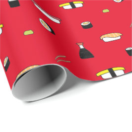 Papel De Presente Cute Sushi Roll Set Pattern Nigiri Maki | Vermelho