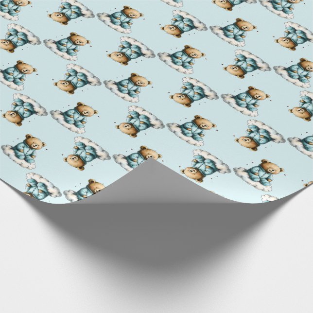 Papel De Presente Cute Teddy Bear on a Cloud Blue PJs (Ponta)