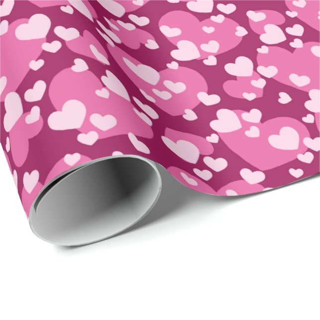Papel De Presente Cute tiled pattern pink hearts  (Ponta do rolo)