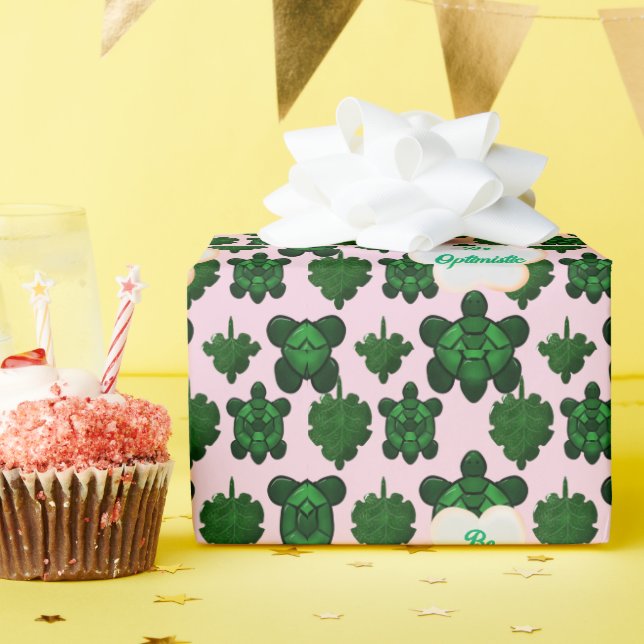 Papel De Presente Cute Turtle Leaves Seamless Pattern, Tropical  (Festa de aniversário)