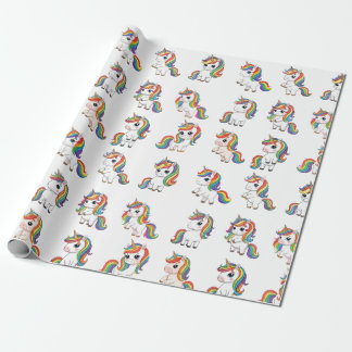 Papel De Presente Cute Unicorn Rainbow Birthday Wrap