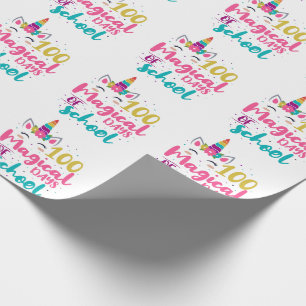 Papel De Presente Cute Unicórnio 100 Dias Mágicos De Escola