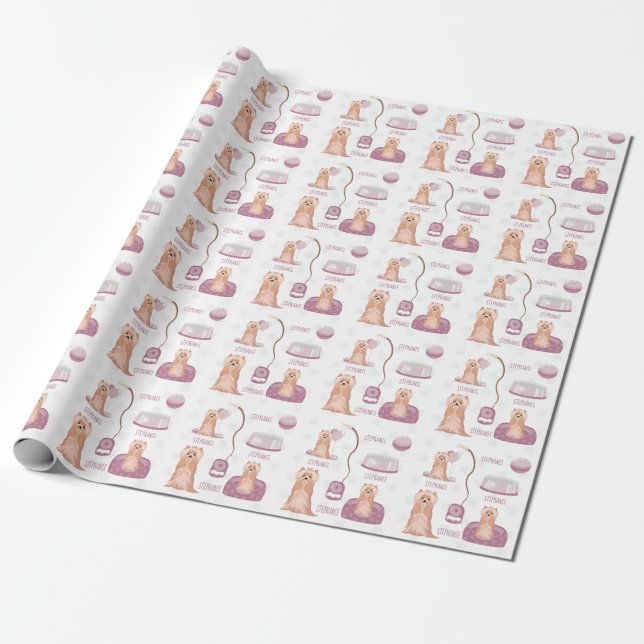 Papel De Presente Cute Yorkshire Terrier Birthday (Desenrolado)