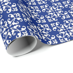 Papel De Presente Cutwork laçado - branco sobre os lapis azuis