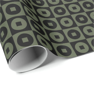 Papel De Presente Cypress Verde e Preto Quadrado Círculo