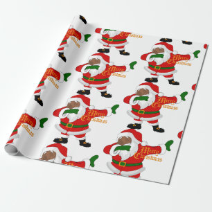 Papel De Presente dabbing black santa claus