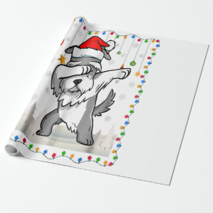 Papel De Presente Dabbing Schnauzer Papais noeis leve Natal
