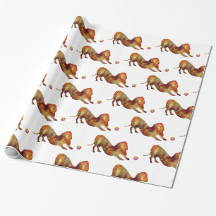 Papel De Presente Dachshund & Ball Watercolor
