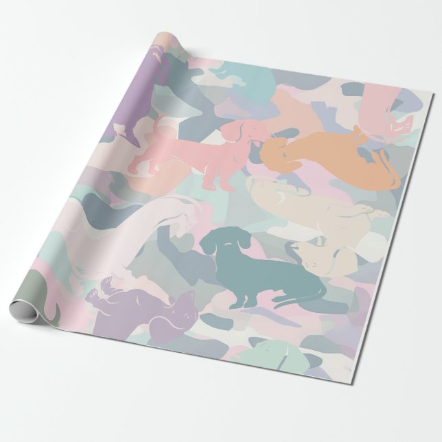 Papel De Presente Dachshund Camo (Desenrolado)