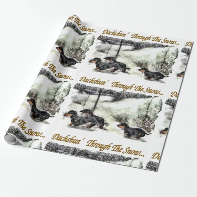 Papel De Presente Dachshund Christmas (Desenrolado)