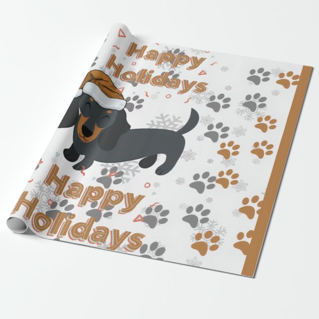 Papel De Presente Dachshund christmas (Desenrolado)