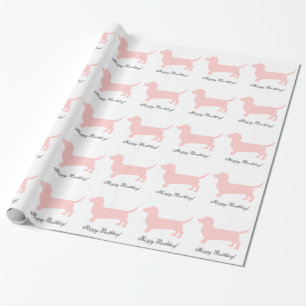 Papel De Presente Dachshund cor-de-rosa