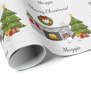 Papel De Presente Dachshund de Natal de Pelo Curto Marrom e Bege Mal