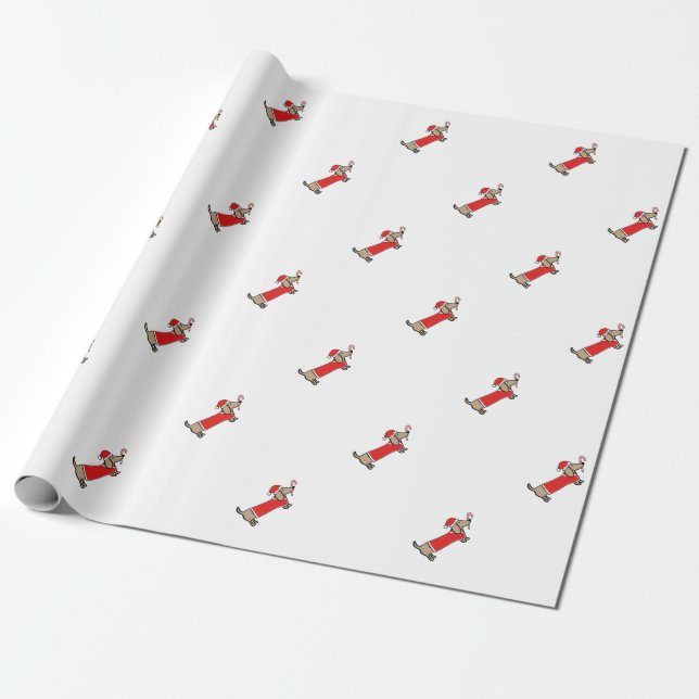 Papel De Presente Dachshund do Xmas (Desenrolado)