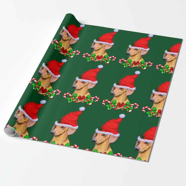Papel De Presente Dachshund Dog Christmas (Desenrolado)