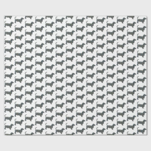 Papel De Presente Dachshund Dog Silhouette Y&B Grid White Gift