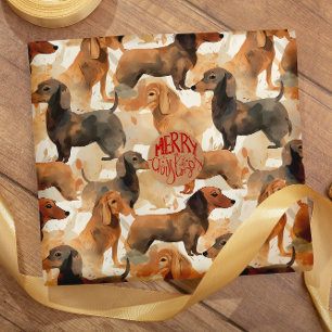 Papel De Presente Dachshund Dreams: padrão sem costura de aquarela