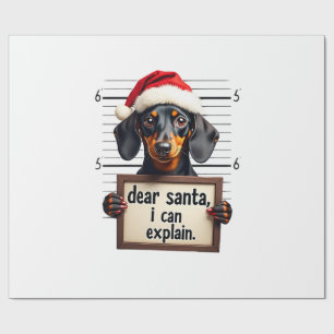 Papel De Presente Dachshund Engraçado Natal Querido Papai Noel Posso