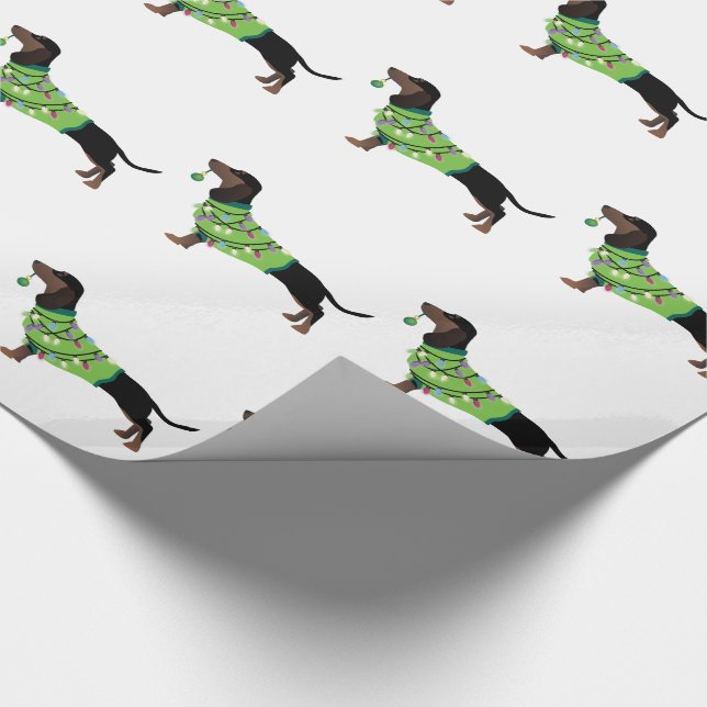 Papel De Presente Dachshund Happy Holidays Design (Ponta)