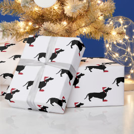 Papel De Presente Dachshund no Natal