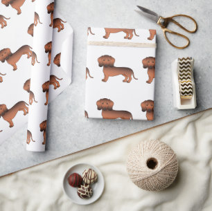 Papel De Presente Dachshund Padrão de Cachorro Fofo pelo Liso Sable 