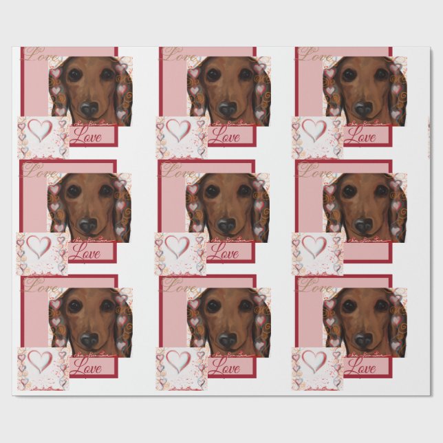 Papel De Presente Dachshund Vermelho   (Aberto)