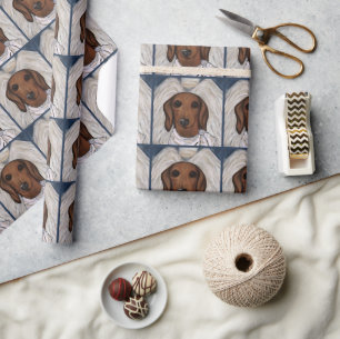 Papel De Presente Dachshund Vermelho