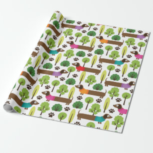 Papel De Presente Dachshunds em uma caminhada no parque