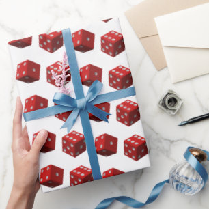 Papel De Presente Dados Vermelhos Em Branco