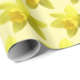 Papel De Presente Daffodils Amarelos no Fundo do Creme