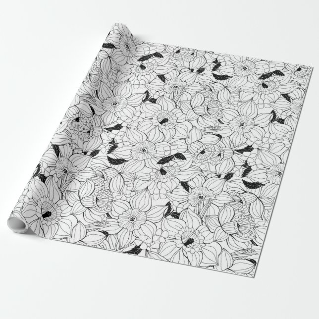 Papel De Presente Daffodils primavera floral (Desenrolado)