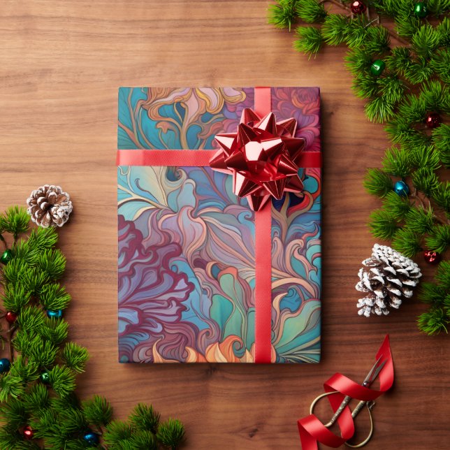 Papel De Presente Dahlia Floral Tapeçaria (Presente de Natal)