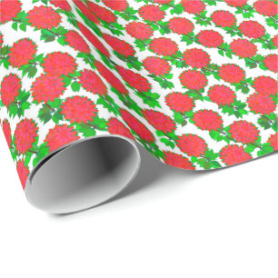 Papel De Presente Dahlia flores em vermelho profundo