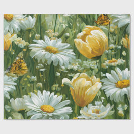 Papel De Presente Daisies, Tulips & Butterflies illustrations