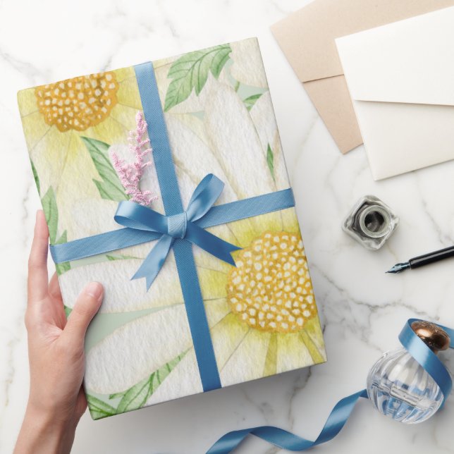 Papel De Presente Daisy Wedding Wrapping Paper (Presentear)
