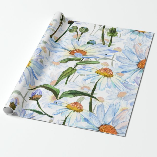 Papel De Presente Daisy Wraping Paper Flor White (Desenrolado)