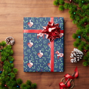 Papel De Presente Dalahorse, Corações Plissados e Visco Natal