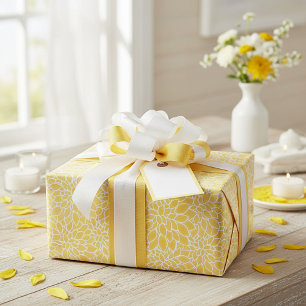 Papel De Presente Dálias amarelas pastéis
