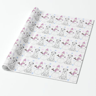 Papel De Presente Dalmatian e boneco de neve